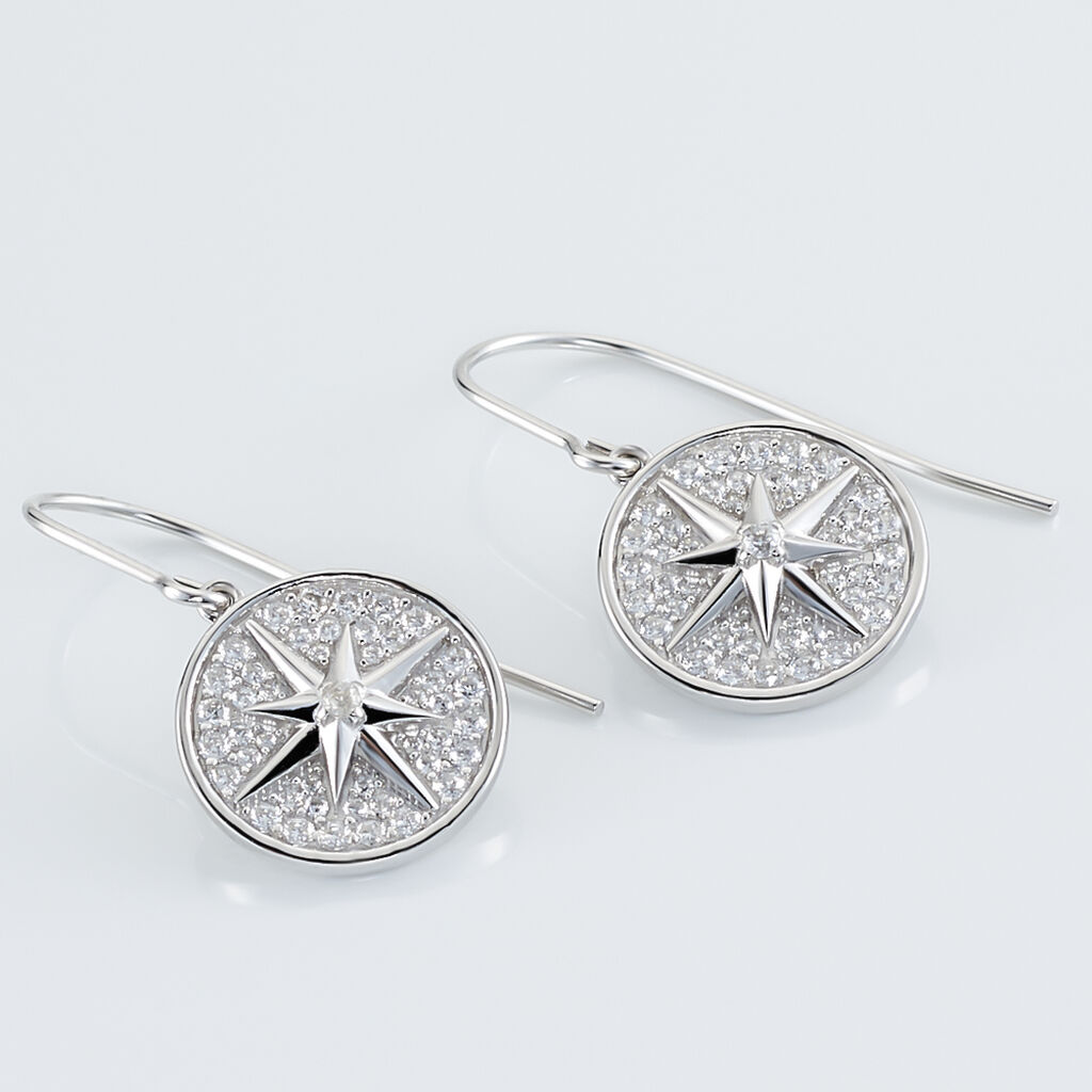 Boucles D'oreilles Pendantes Apollinaris Argent Blanc Oxyde - Pendantes Femme | Marc Orian