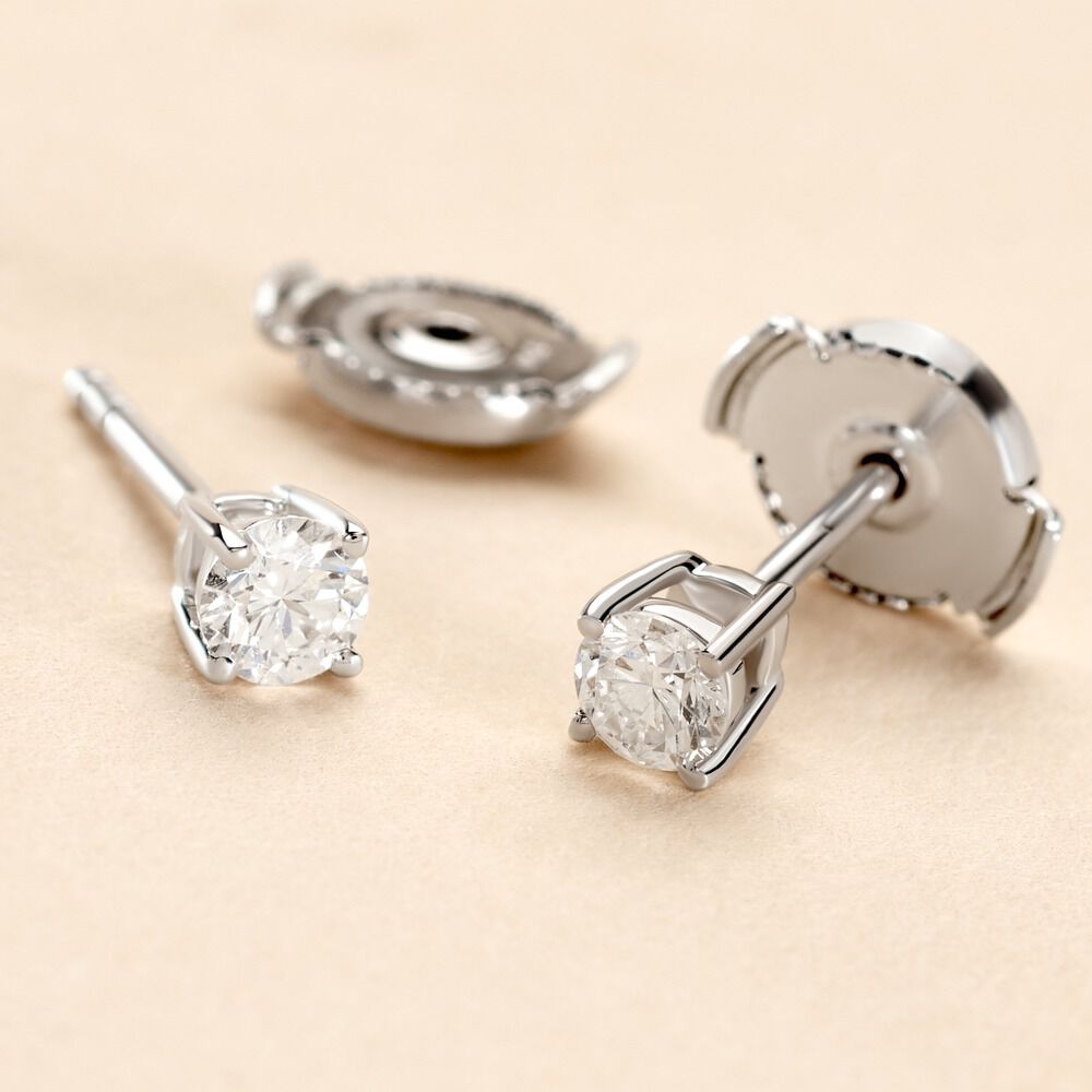 Boucles D'oreilles Puces Or Blanc Aphrodite Diamants - Puces Femme | Marc Orian