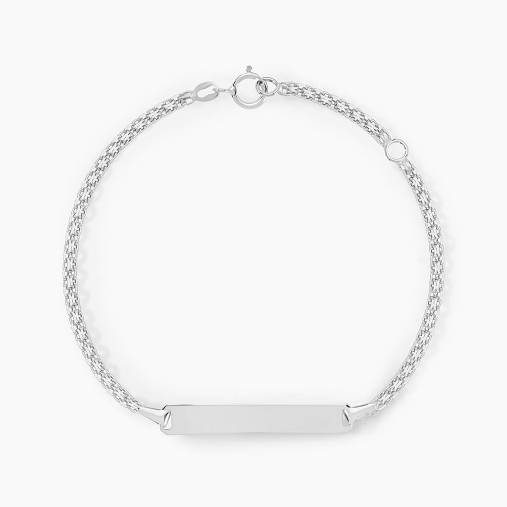 Bracelet Identit&eacute; Euphenia Maille Bismark Or Blanc - Gourmettes Enfant | Marc Orian