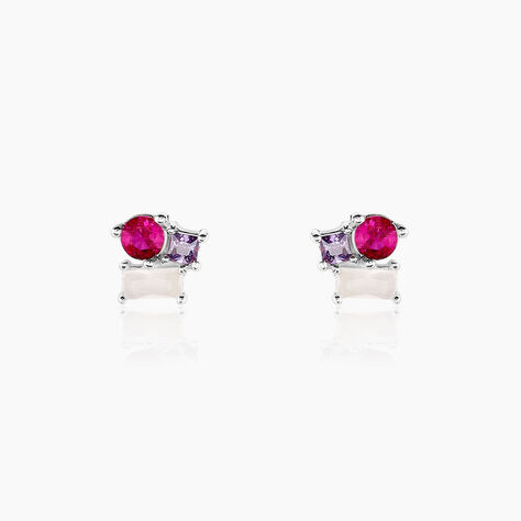Boucles D'oreilles Puces Doja Argent Blanc Verre Spinelle Oxyde - Puces Femme | Marc Orian