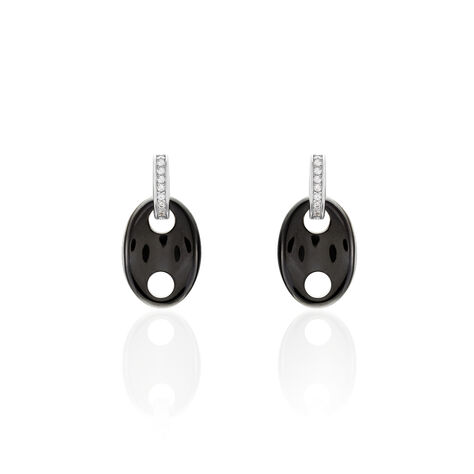 Boucles D'oreilles Pendantes Hattie Argent C&eacute;ramique Et Oxyde - Pendantes Femme | Marc Orian