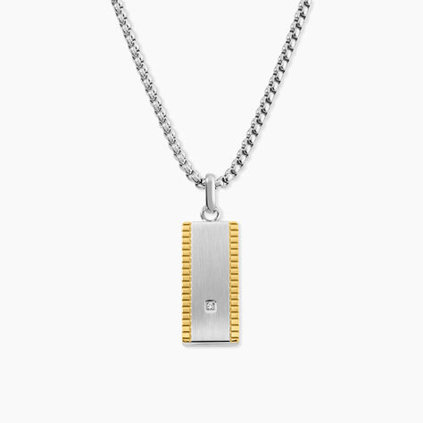 Collier M&eacute;tal Acier Diamant Synth&eacute;tique - Colliers avec pierres Homme | Marc Orian