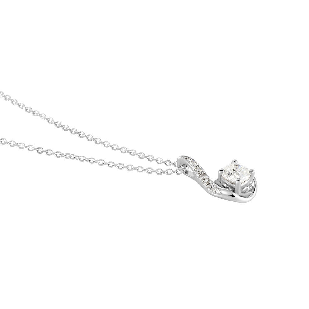 Collier Vrille Accompagnee Or Blanc Diamant - Colliers avec pierres Femme | Marc Orian