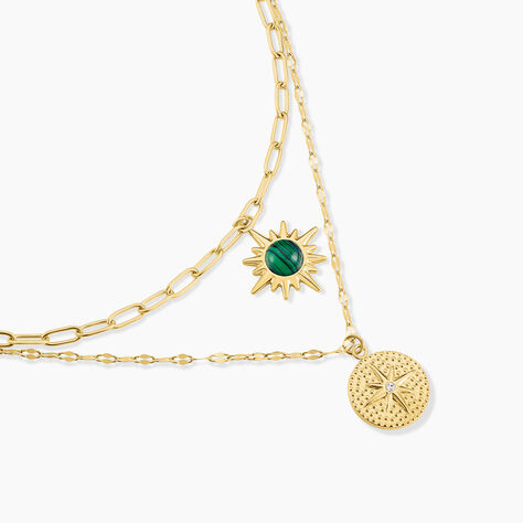 Collier Acier Doré Malachite - Colliers avec pierres Femme | Marc Orian