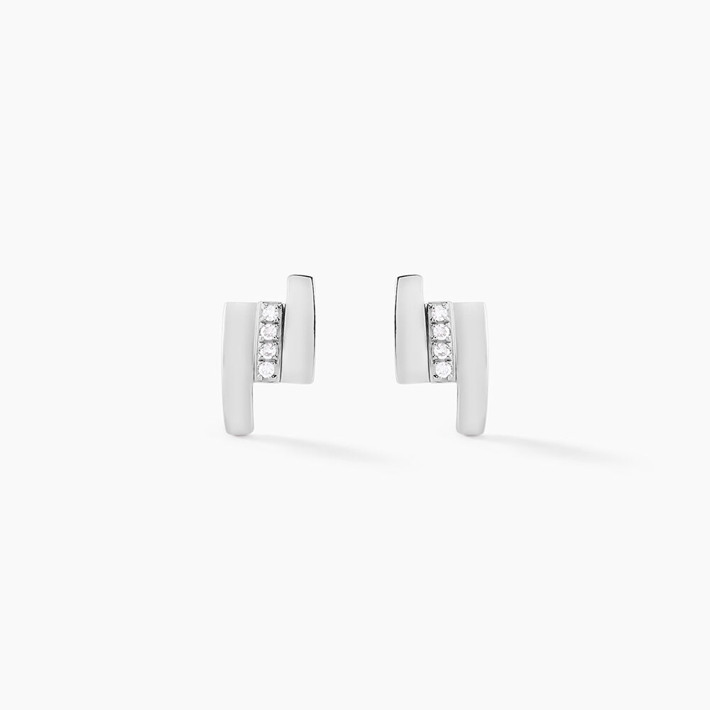 Boucles D'oreilles Puces Dolene Or Blanc Diamant - Boucles d'oreilles mariage Femme | Marc Orian