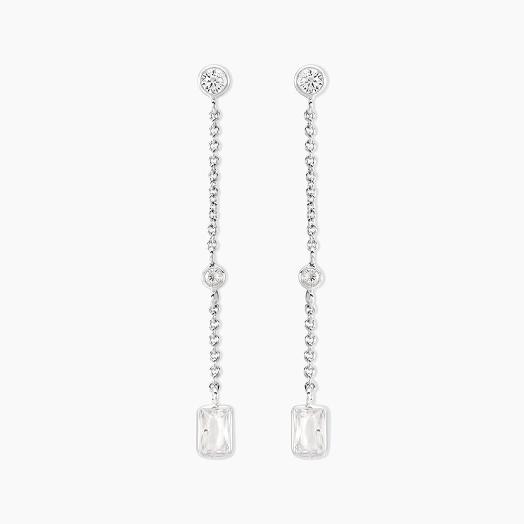 Boucles D'oreilles Puces Argane Argent Blanc Oxyde De Zirconium - Puces Femme | Marc Orian