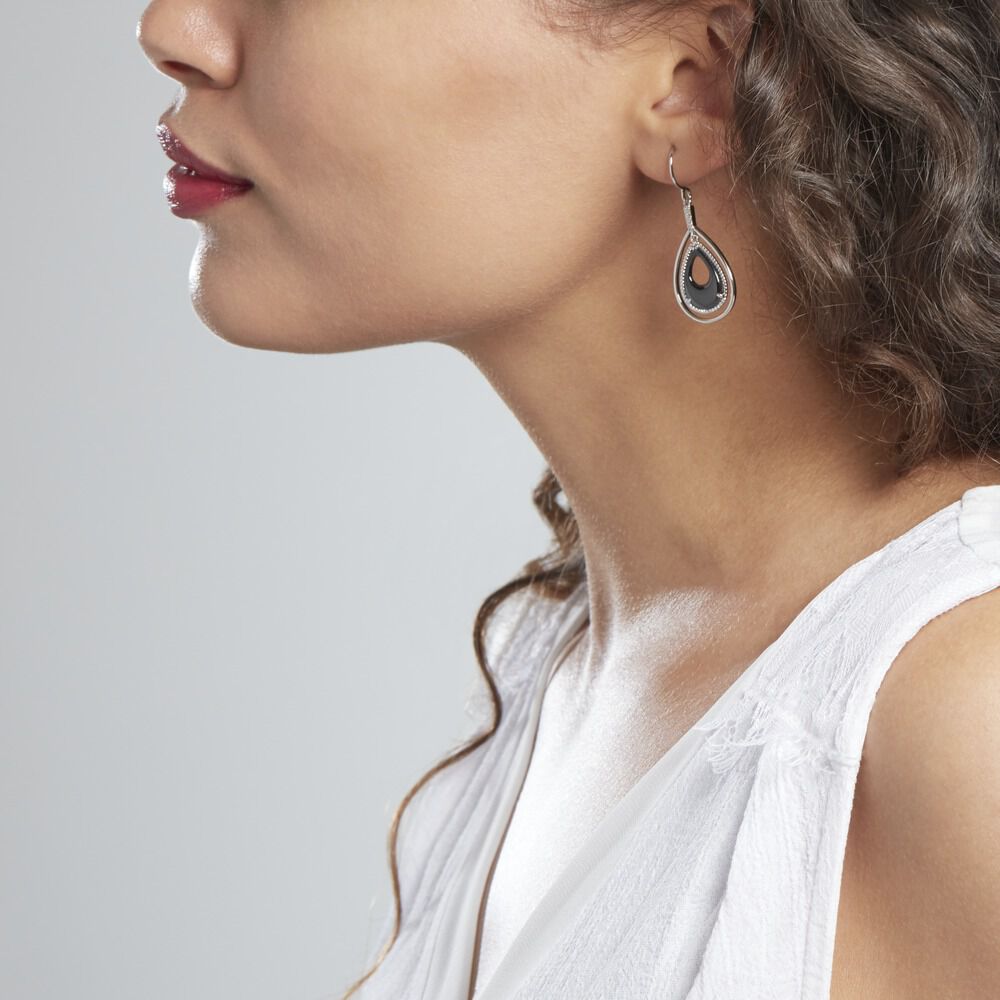 Boucles D'oreilles Pendantes Brewen Argent Blanc Céramique Et Oxyde - Pendantes Femme | Marc Orian