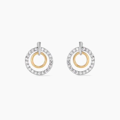 Boucles D'oreilles Puces Swane Or Jaune Argent Blanc Oxyde De Zirconium - Puces Femme | Marc Orian