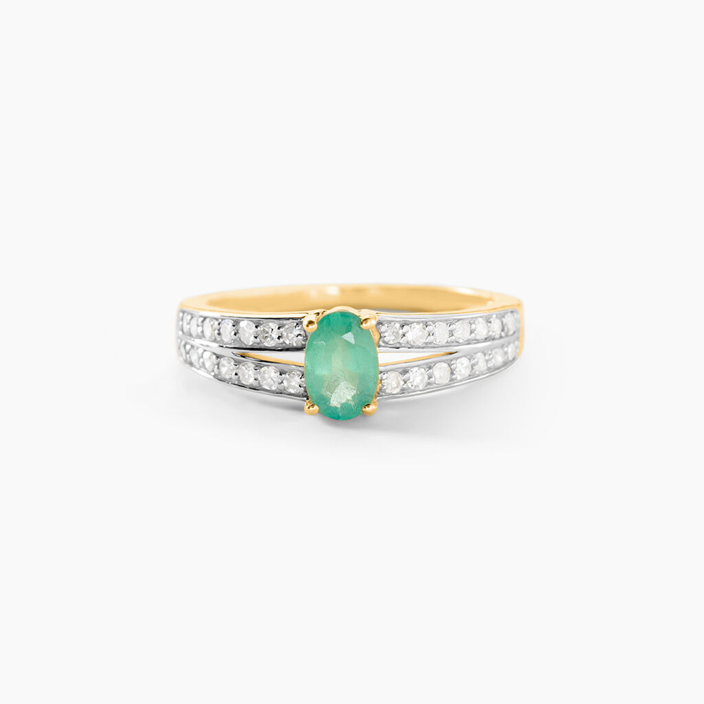 Bague Carlton Or Jaune Emeraude Diamant - Bagues vintage Femme | Marc Orian