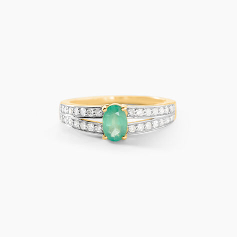 Bague Carlton Or Jaune Emeraude Diamant - Bagues vintage Femme | Marc Orian
