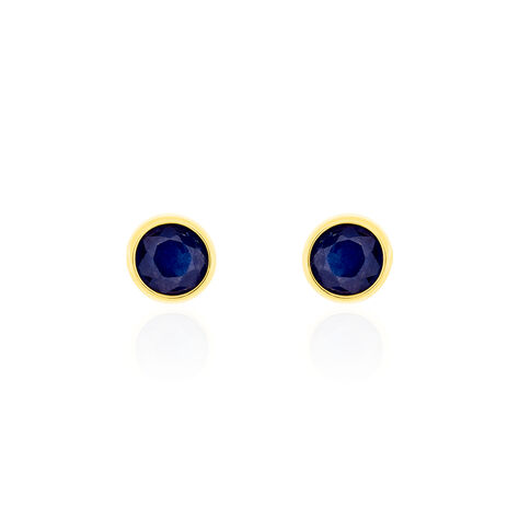 Boucles D'oreilles Puces Edy Serti Clos Or Jaune Saphir - Puces Femme | Marc Orian