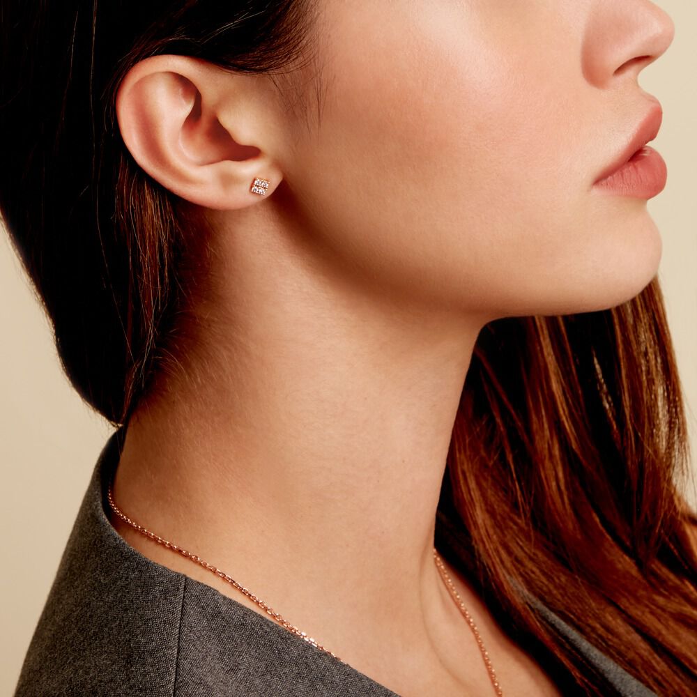 Boucles D'oreilles Puces éclat Perlé Plaqué Or Oxyde De Zirconium - Puces Femme | Marc Orian