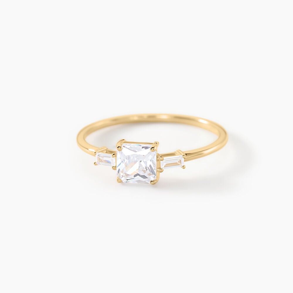 Bague Ga&euml;lle Argent Dor&eacute; A L'Or 750/1000 Oxyde De Zirconium - Solitaires Femme | Marc Orian