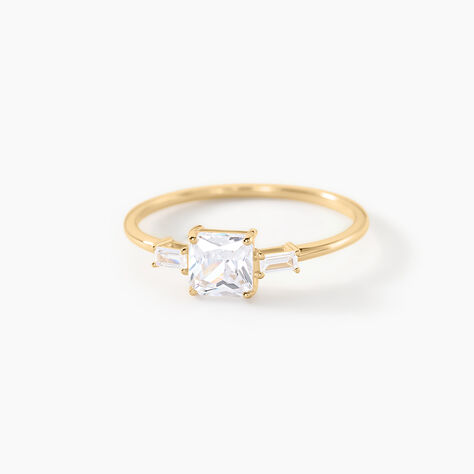 Bague Ga&euml;lle Argent Dor&eacute; A L'Or 750/1000 Oxyde De Zirconium - Solitaires Femme | Marc Orian