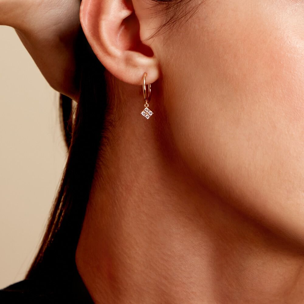 Créoles éclat Perlé Plaqué Or Oxyde De Zirconium - Créoles Femme | Marc Orian