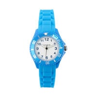 cadran bleu fond blanc bracelet plastique bleu