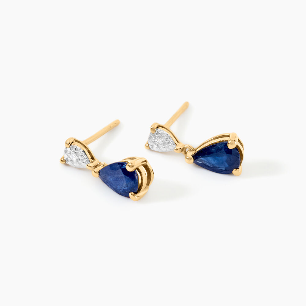 Boucles D'Oreilles Puces Porfirio Or Jaune Saphir Diamant - Boucles d'oreilles mariage Femme | Marc Orian