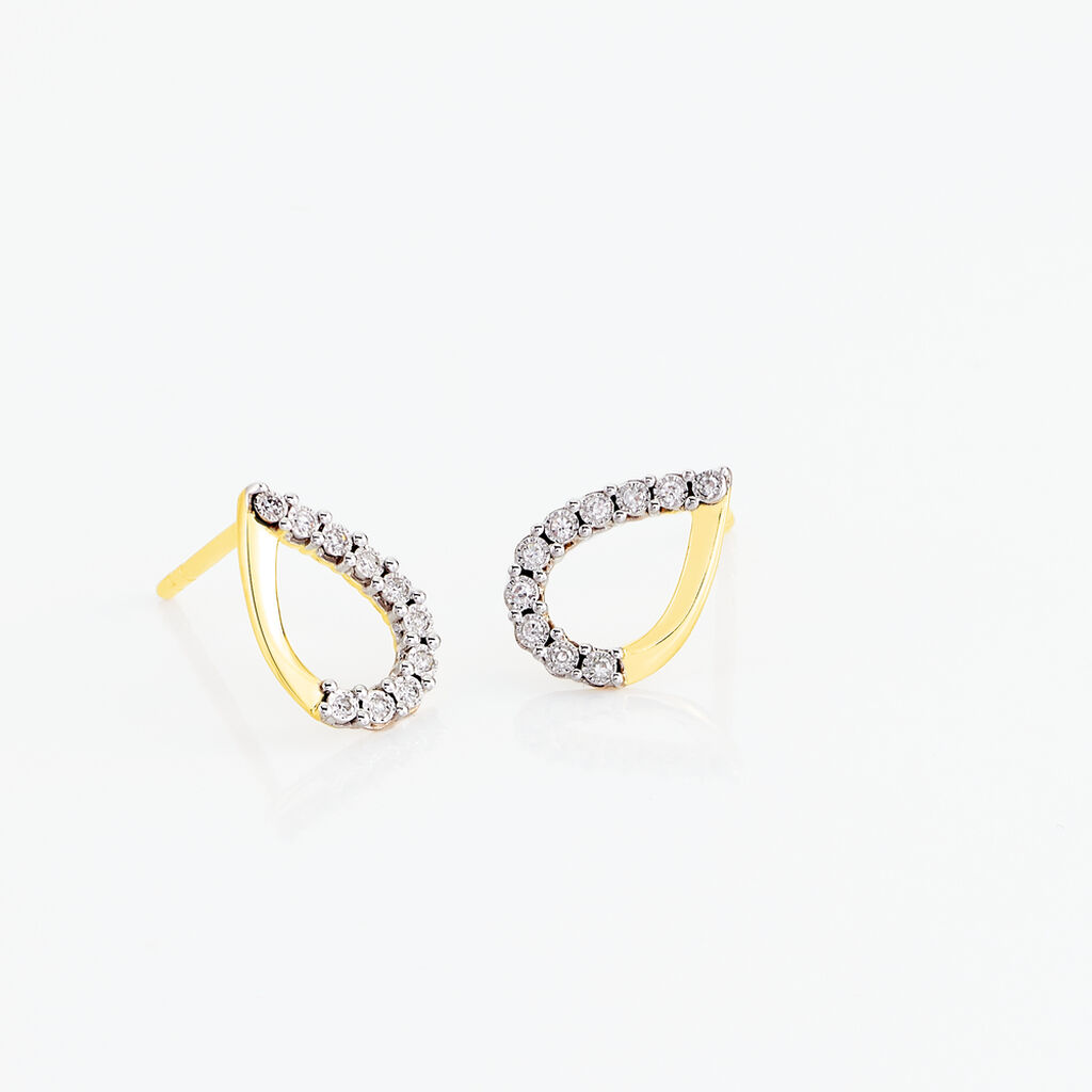 Boucles D'oreilles Puces Chrystalise Or Jaune Diamant - Boucles d'oreilles pierres précieuses Femme | Marc Orian