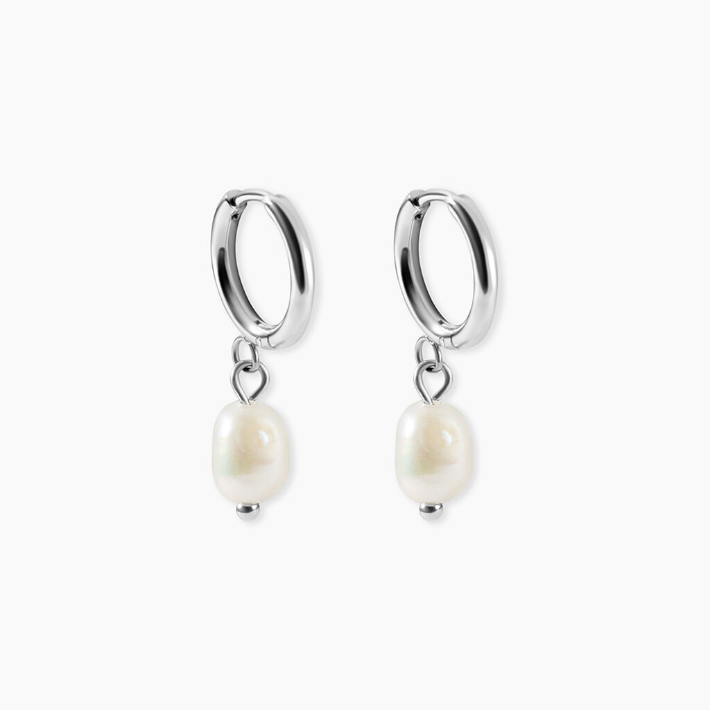 Boucles D'Oreilles Pendantes Pearl Acier Blanc Pierre De Synthese - Pendantes Homme | Marc Orian
