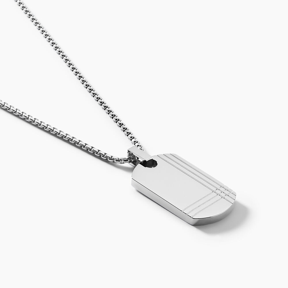 Collier Quadrillage Acier Blanc - Colliers Homme | Marc Orian