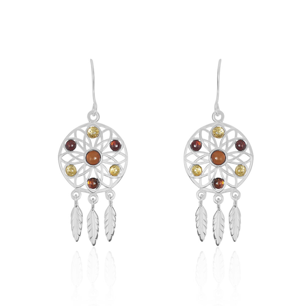 Boucles D'oreilles Argent Blanc Lorena Ambre - Pendantes Femme | Marc Orian