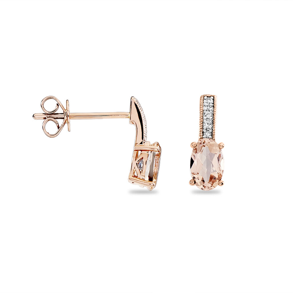 Boucles D'oreilles Pendantes Or Rose Morganite Et Diamant - Boucles d'oreilles Pendantes Femme | Marc Orian
