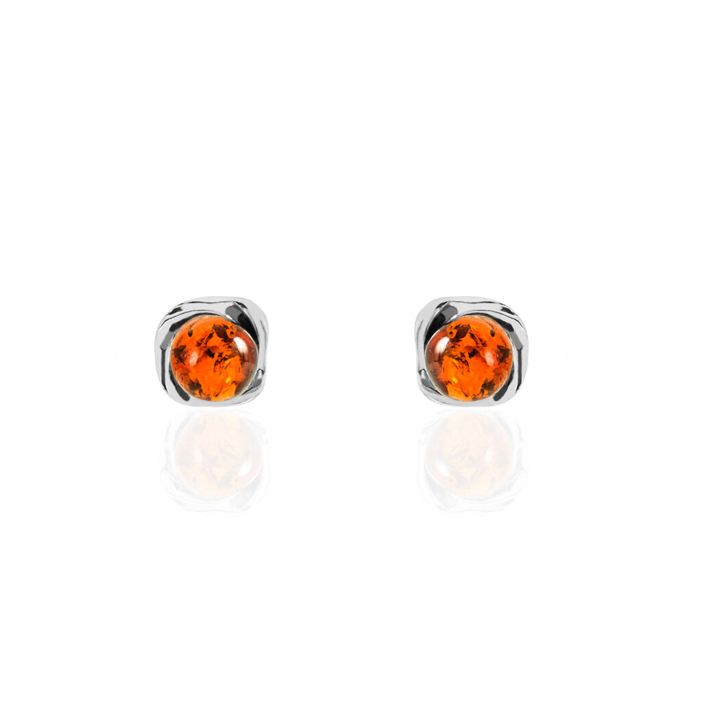 Boucles D'oreilles Puces Argent Blanc Joude Ambre - Puces Femme | Marc Orian