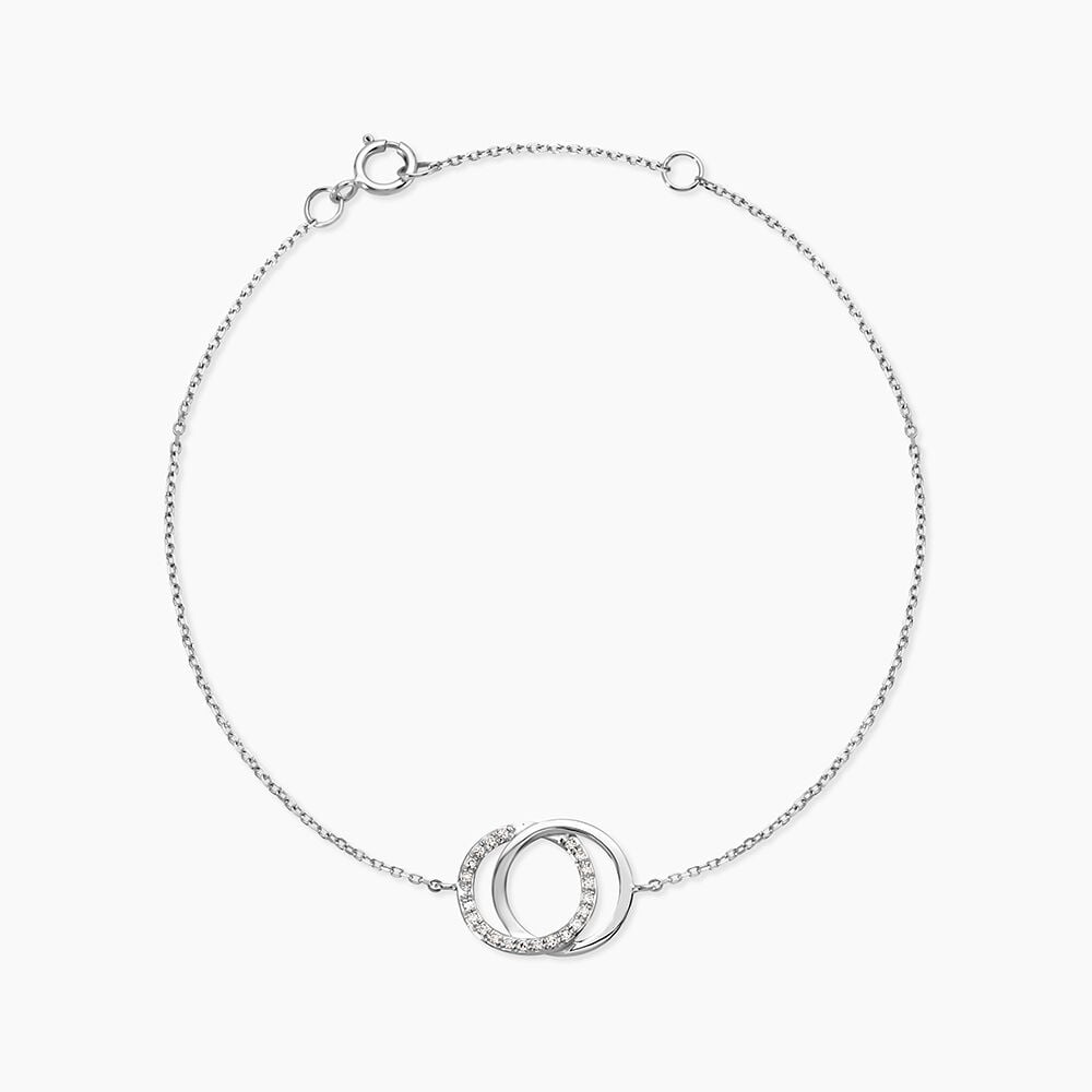 Bracelet Or Blanc Tresha Diamants - Bracelets Anneaux Entrelaces Femme | Marc Orian
