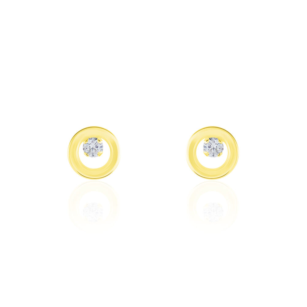 Boucles D'oreilles Puces Edmee Cercle Or Jaune Oxyde De Zirconium - Puces Femme | Marc Orian