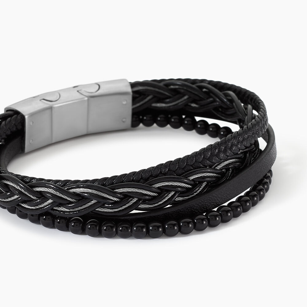 Bracelet Jourdan Tex Cuir Noir Onyx - Bracelets cuir Homme | Marc Orian