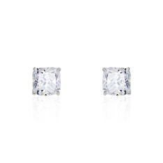 Boucles D'oreilles Puces Doreen Carre Or Blanc Oxyde De Zirconium - Clous d'oreilles Famille | Marc Orian