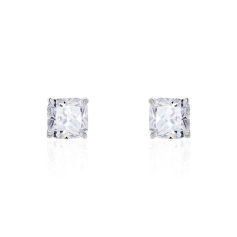 Boucles D'oreilles Puces Doreen Carre Or Blanc Oxyde De Zirconium - Clous d'oreilles Famille | Marc Orian