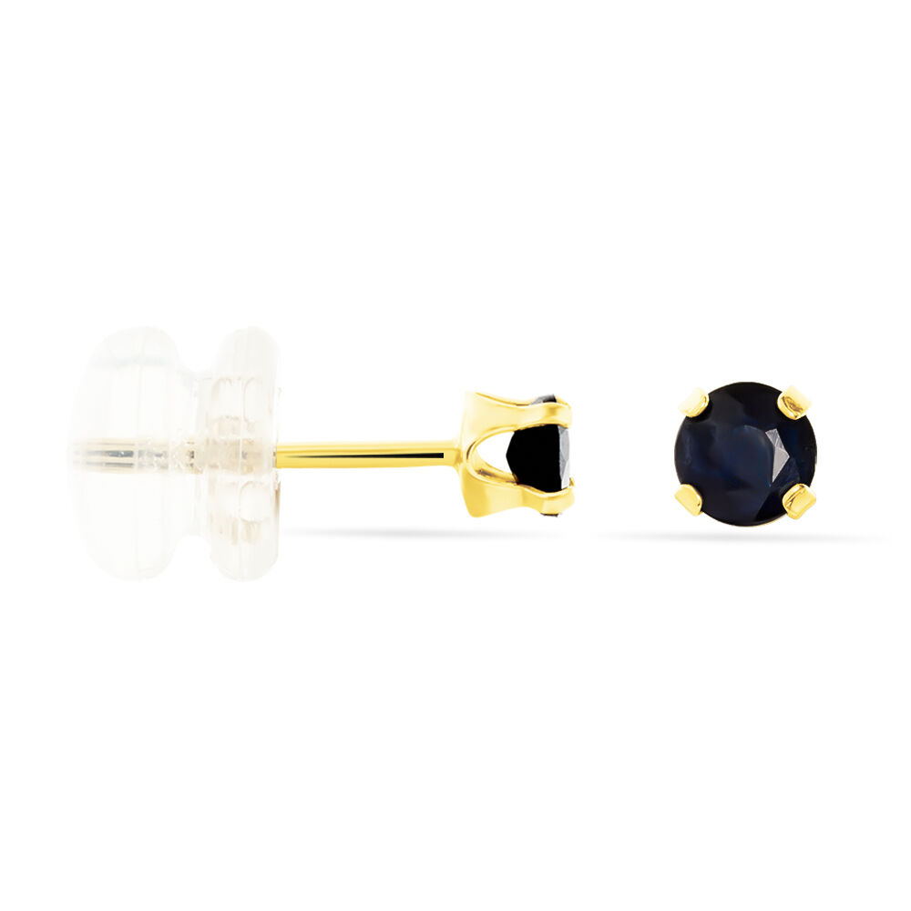 Boucles D'oreilles Puces Elea Serti Griffe Or Jaune Saphir - Puces Femme | Marc Orian