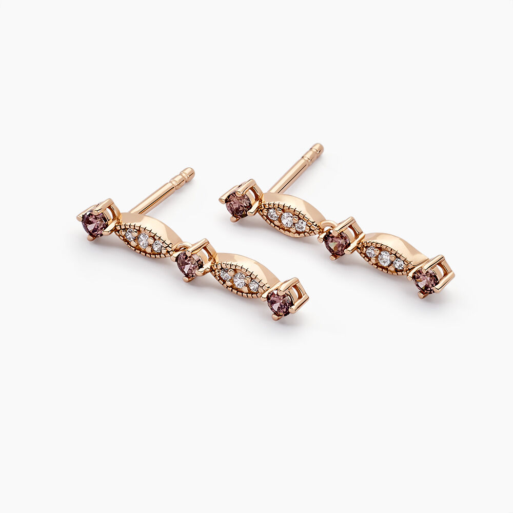 Boucles D'oreilles Pendantes Eugenie Argent Rose Oxyde De Zirconium - Pendantes Femme | Marc Orian