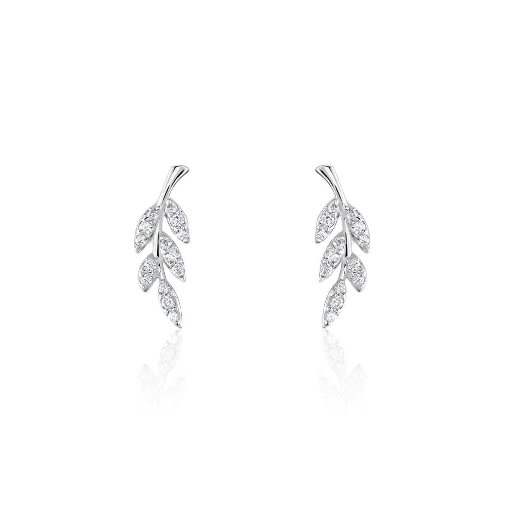 Boucles D'oreilles Puces Alma Argent Blanc Oxyde De Zirconium - Puces Femme | Marc Orian