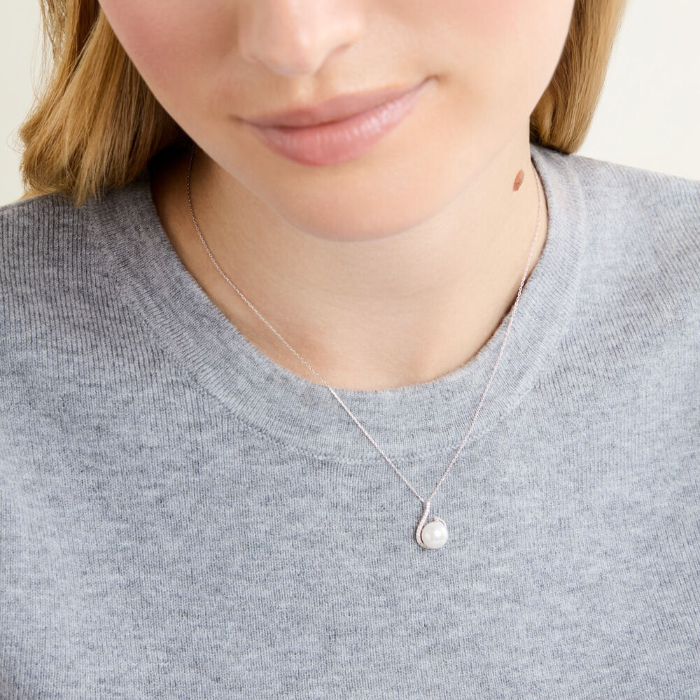 Collier Lucinda Or Blanc Perle De Culture Et Oxyde De Zirconium - Colliers avec pierres Femme | Marc Orian