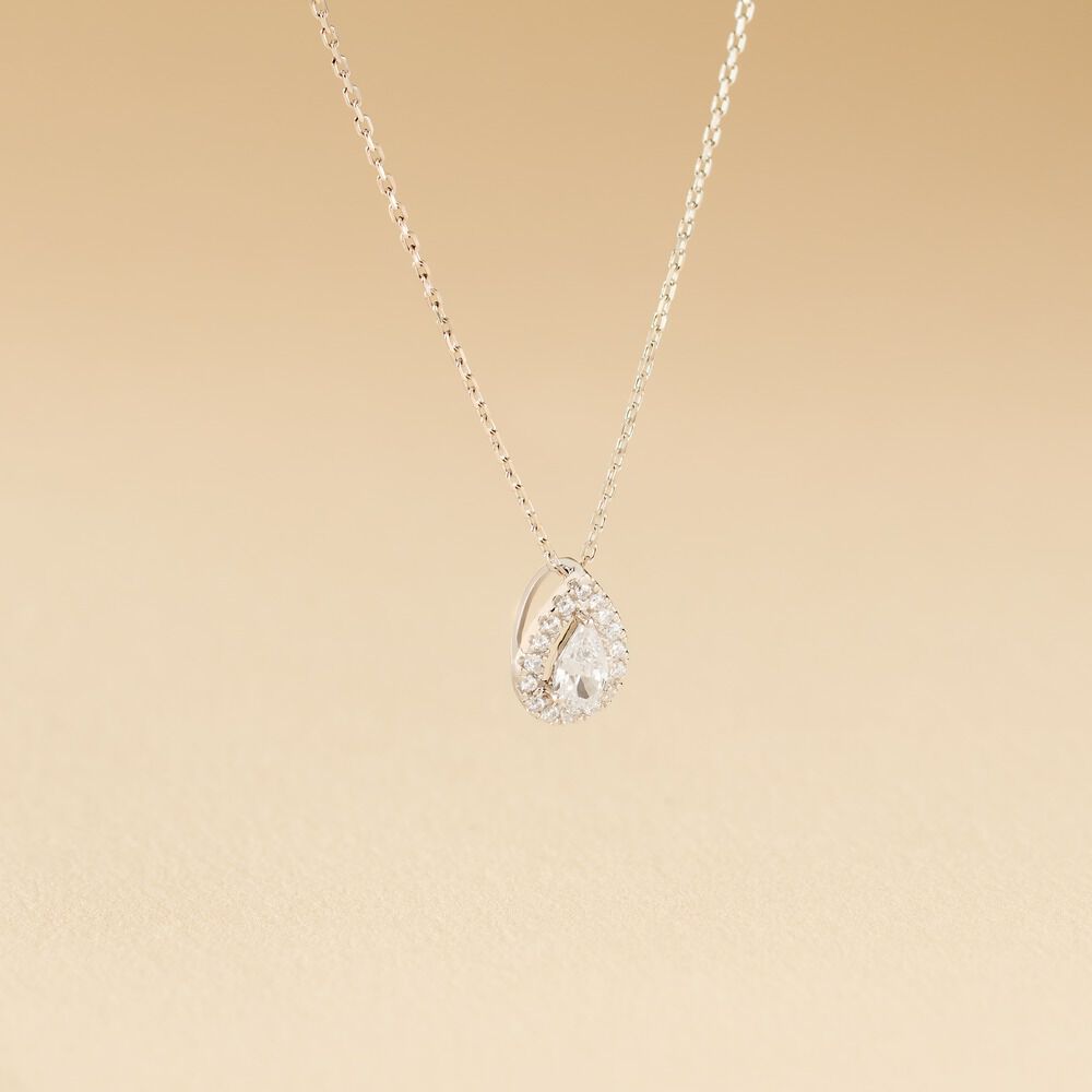 Collier Hildana Or Blanc Oxyde De Zirconium - Colliers solitaires Femme | Marc Orian