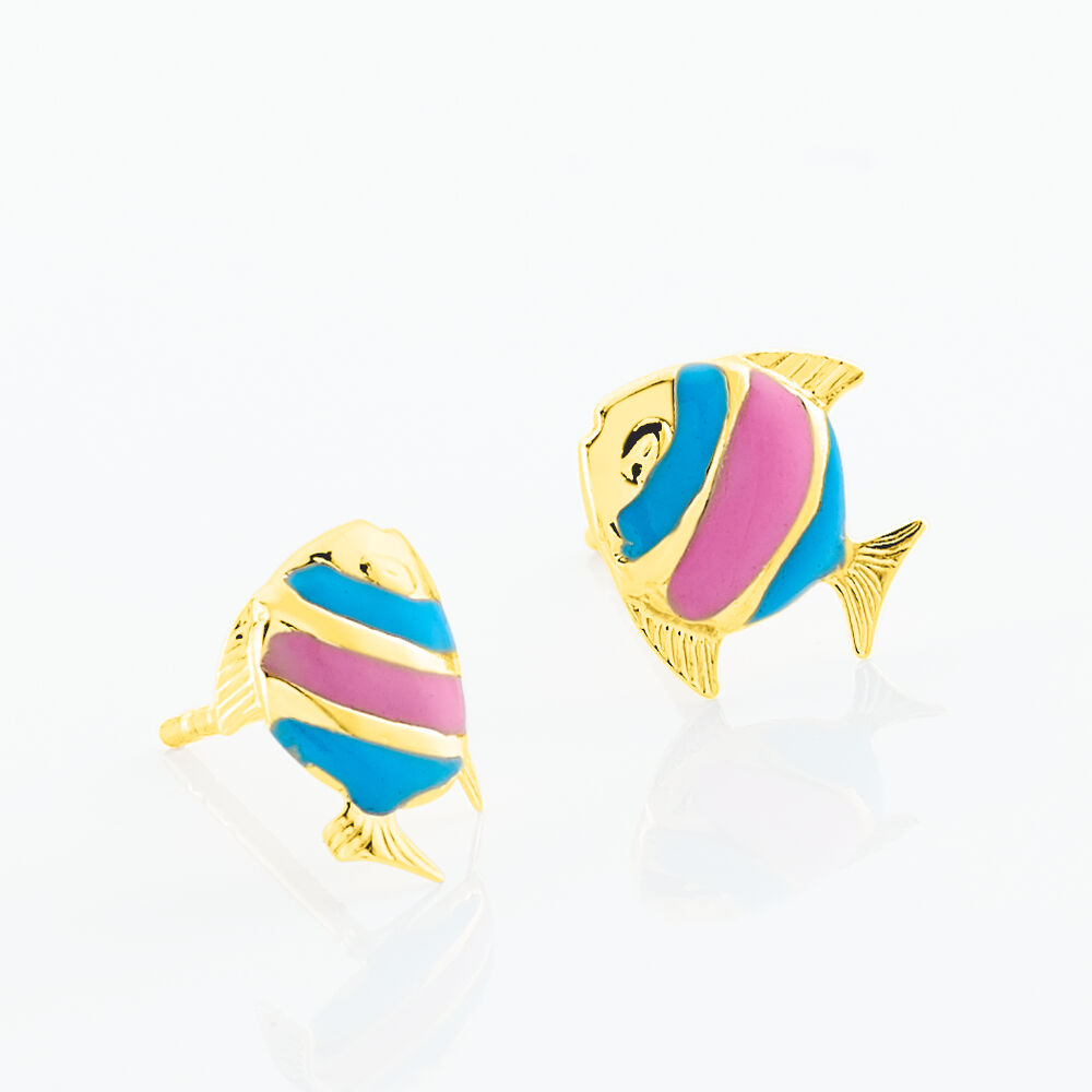 Boucles D'oreilles Puces Poisson Or Jaune - Puces Enfant | Marc Orian