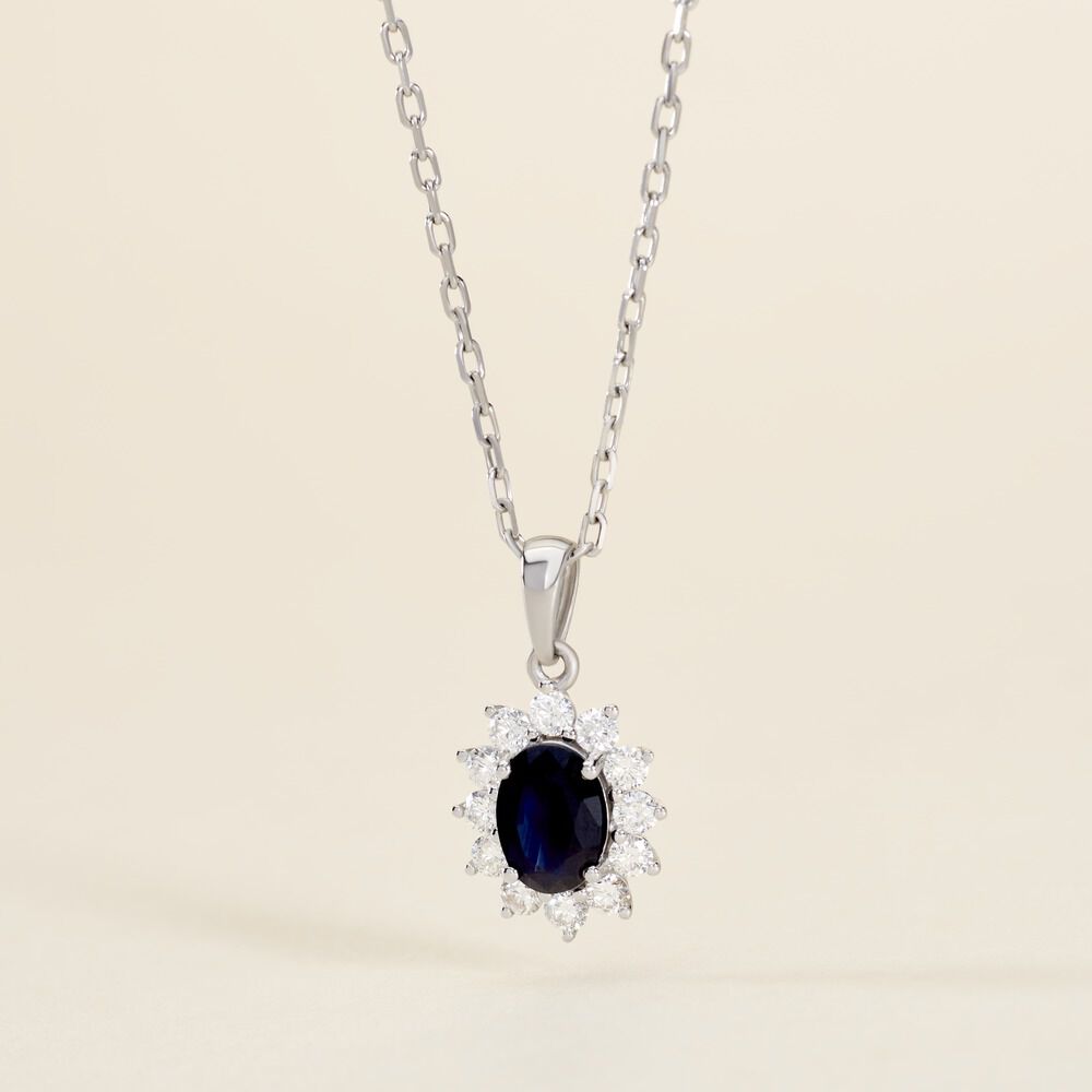 Pendentif Vladimir Or Blanc Saphir Et Diamant - Pendentifs Femme | Marc Orian