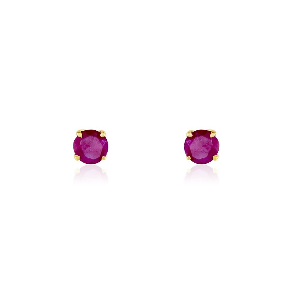 Boucles D'oreilles Puces Elea Serti Griffe Or Jaune Rubis - Puces Femme | Marc Orian