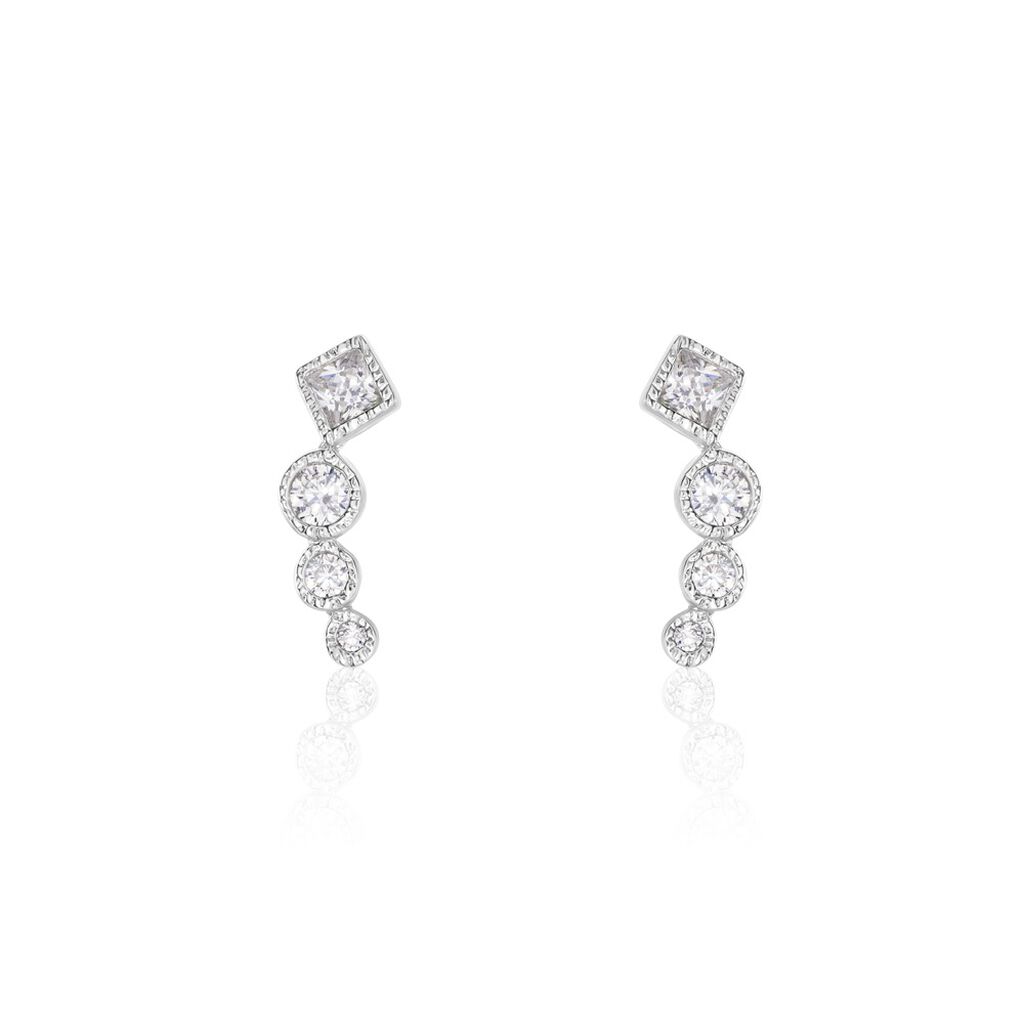 Boucles D'oreilles Puces Argent Blanc Seiko Oxyde De Zirconium - Puces Femme | Marc Orian