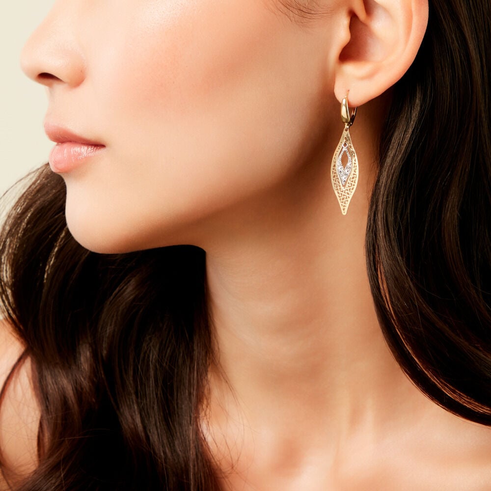 Boucles D'Oreilles Pendantes Gerontius Or Bicolore - Pendantes Femme | Marc Orian