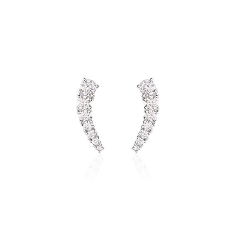 Boucles D'oreilles Grimpantes Aldrick Argent Blanc Oxyde De Zirconium - Boucles d'oreilles Ear cuffs Femme | Marc Orian