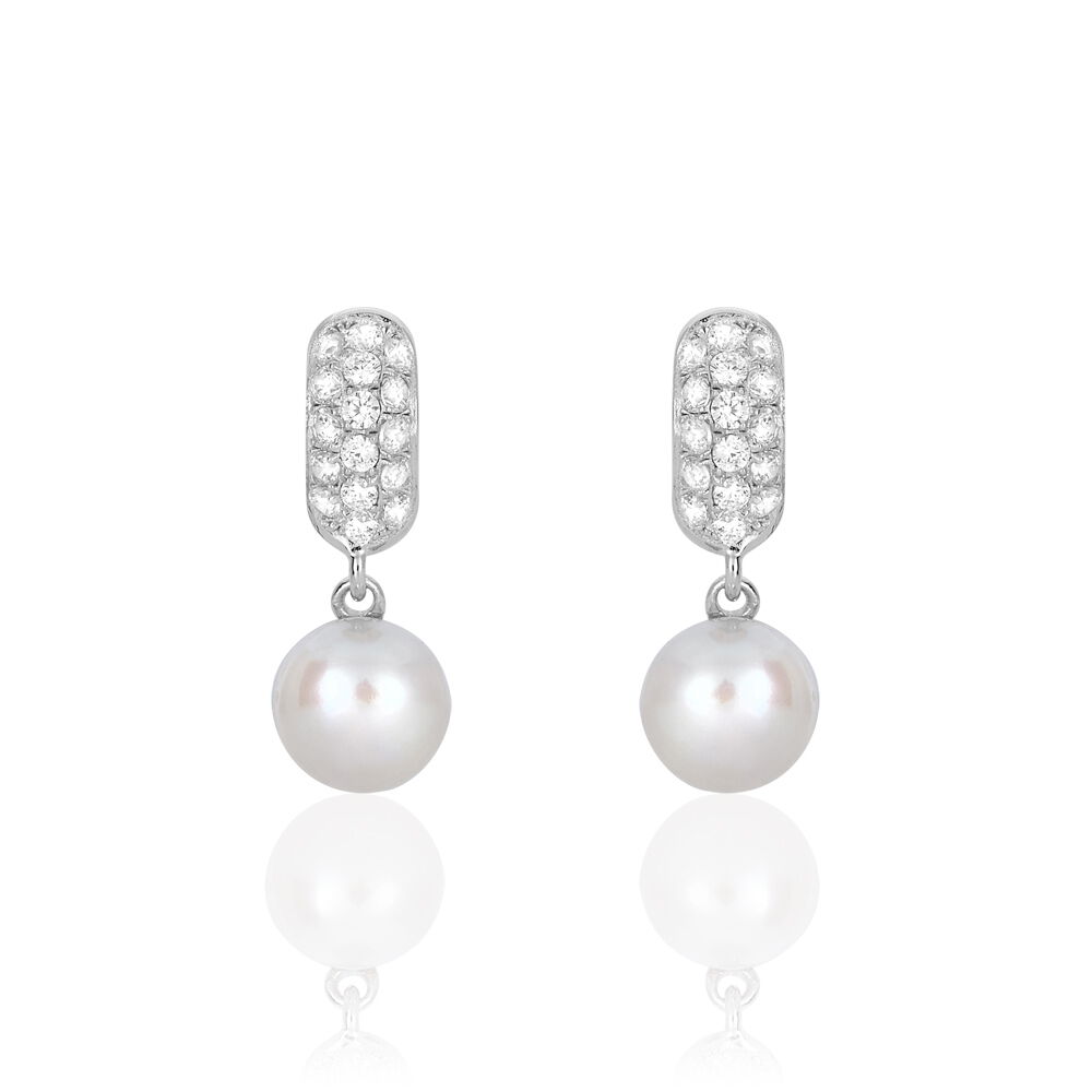 Boucles D'oreilles Pendantes Providence Argent  Perle De Culture Oxyde - Pendantes Femme | Marc Orian