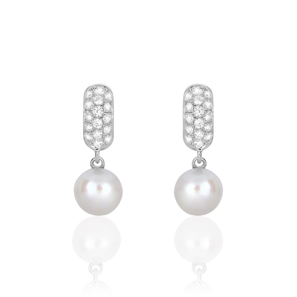 Boucles D'oreilles Pendantes Providence Argent  Perle De Culture Oxyde - Pendantes Femme | Marc Orian