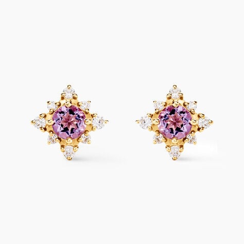 Boucles D'oreilles Puces Astrithr Or Jaune Améthyste Oxydes - Puces Femme | Marc Orian
