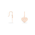 Boucles D'oreilles Pendantes Albizia Coeur Dentelle Or Rose - Pendantes Femme | Marc Orian