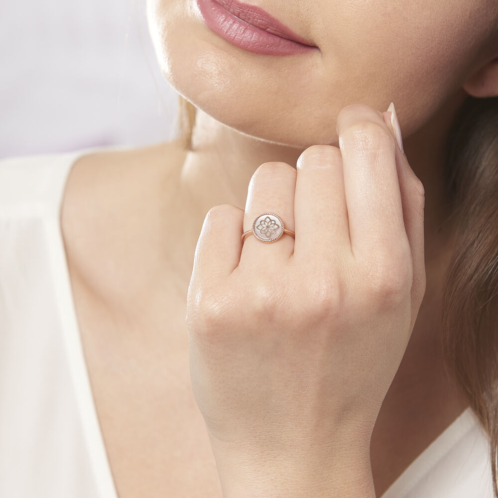 Bague Rosae Argent Rose Nacre - Bagues avec pierre Femme | Marc Orian