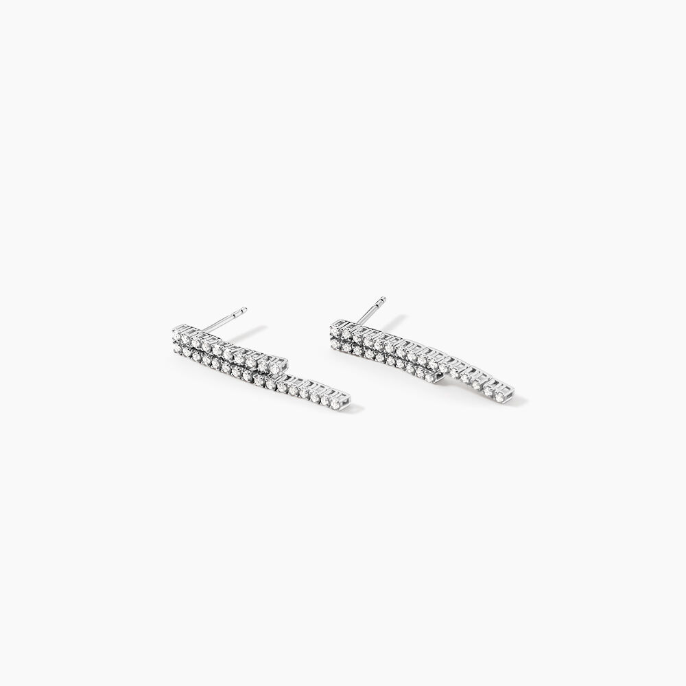 Boucles D'oreilles Pendantes River Or Blanc Diamant -  Femme | Marc Orian