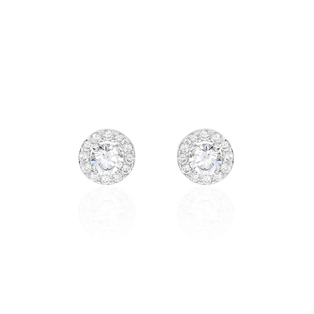 Boucles D'oreilles Puces Rosalie Or Blanc Oxyde De Zirconium - Puces Femme | Marc Orian